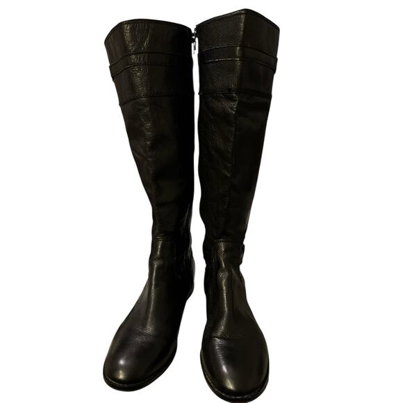 Antonio Melani Knee High Riding Boots in Black Leather w/One Inch Heel Size 8M - Picture 3 of 11